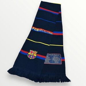 FC Barcelona El Cant del Barca Navy Striped Fringe Scarf 58” Futbol Soccer
